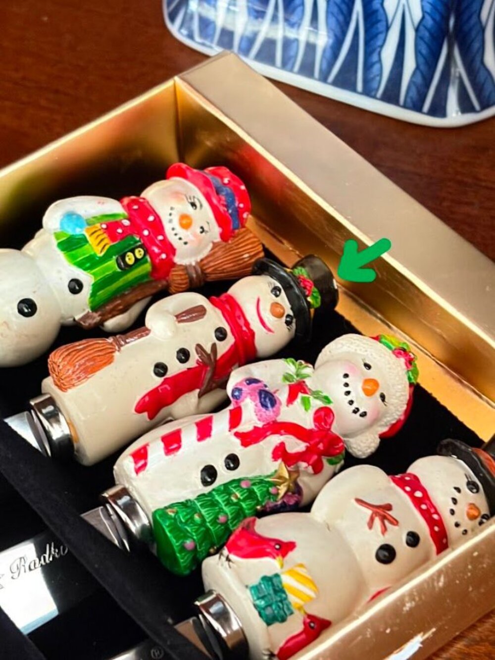 Christopher Radko Home For The Holidays Snowman Pate Knives Set of 4 Christmas - Picture 2 of 8